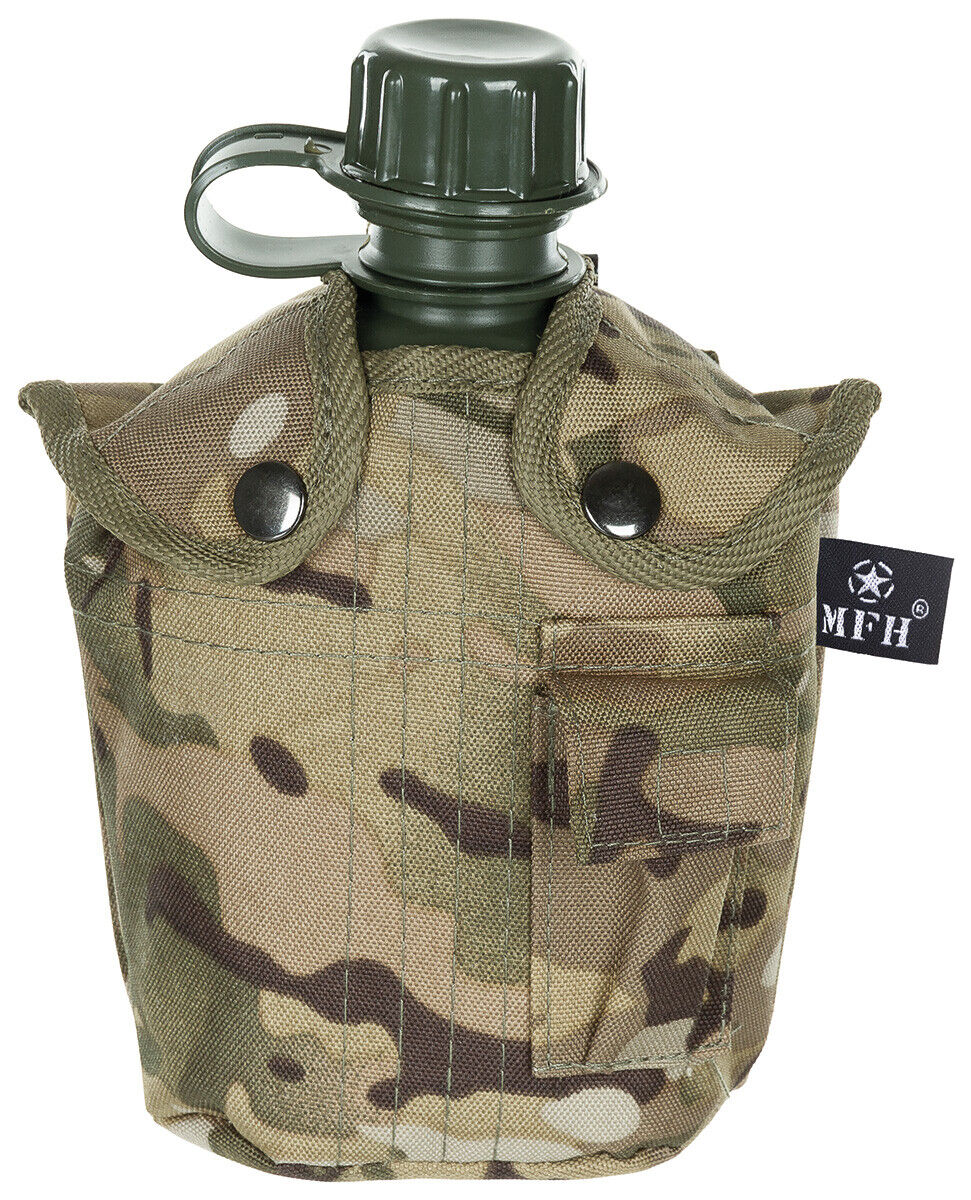 US Army Military Style Plastic Canteen 1L Cover Operation-Camo BPA Free