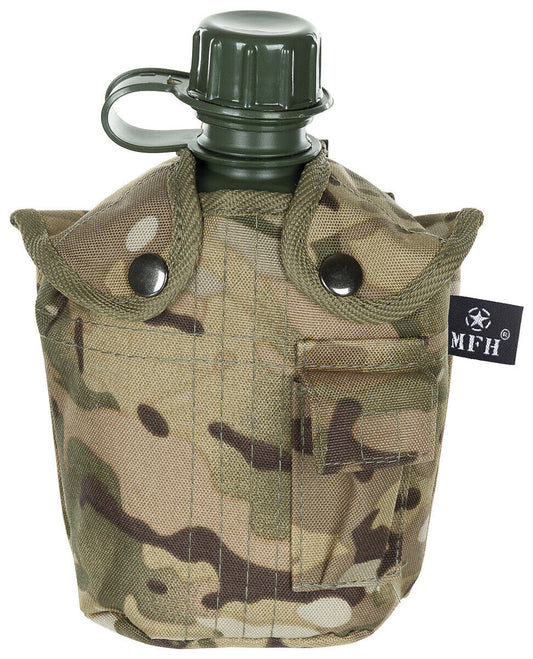 US Army Military Style Plastic Canteen 1L Cover Operation-Camo BPA Free