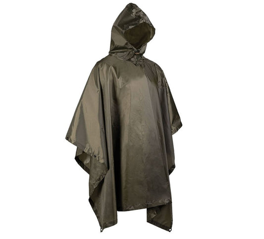 MIL-TEC Weatherproof Rain Coat Hunting Wet Weather Poncho Ripstop OD Green