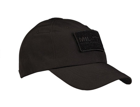 Softshell Baseball Cap Outdoor Summer Hat Black With Miltec Patch S Size