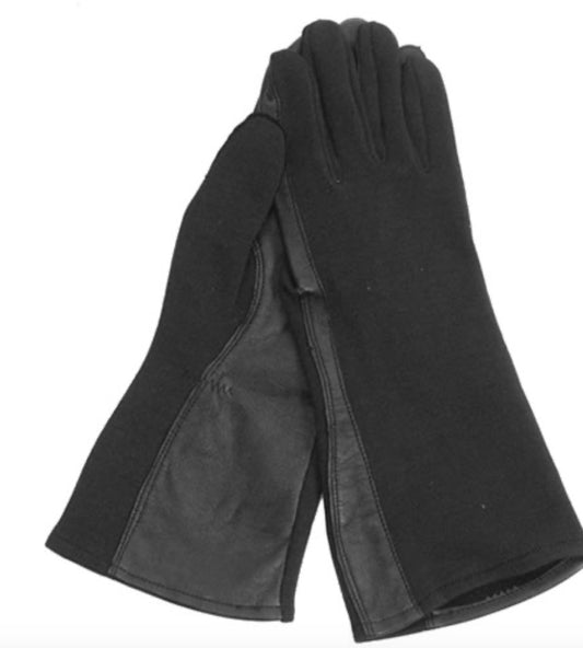 US Army Long Flame-Retardent Protection Pilot Gloves Black