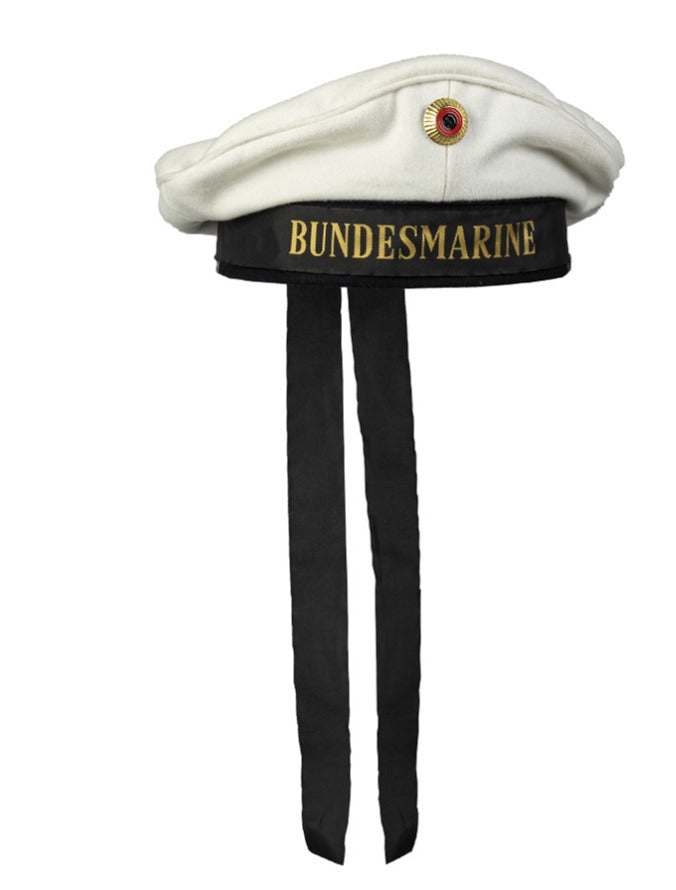 German Army BW Bundeswehr Marine Navy Hat With Insignia 100% Wool White Authentic