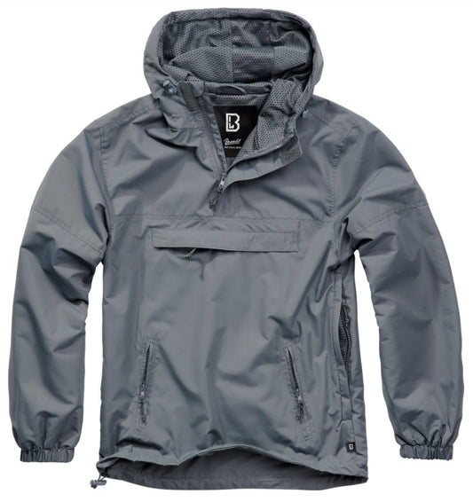 Brandit Windbreaker Anorak Summer Hoodie Rain Jacket Outdoor Hiking Anthracite