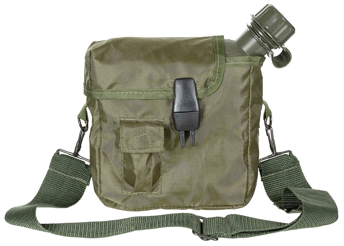 US Army Military Canteen Angular With Cover OD Green