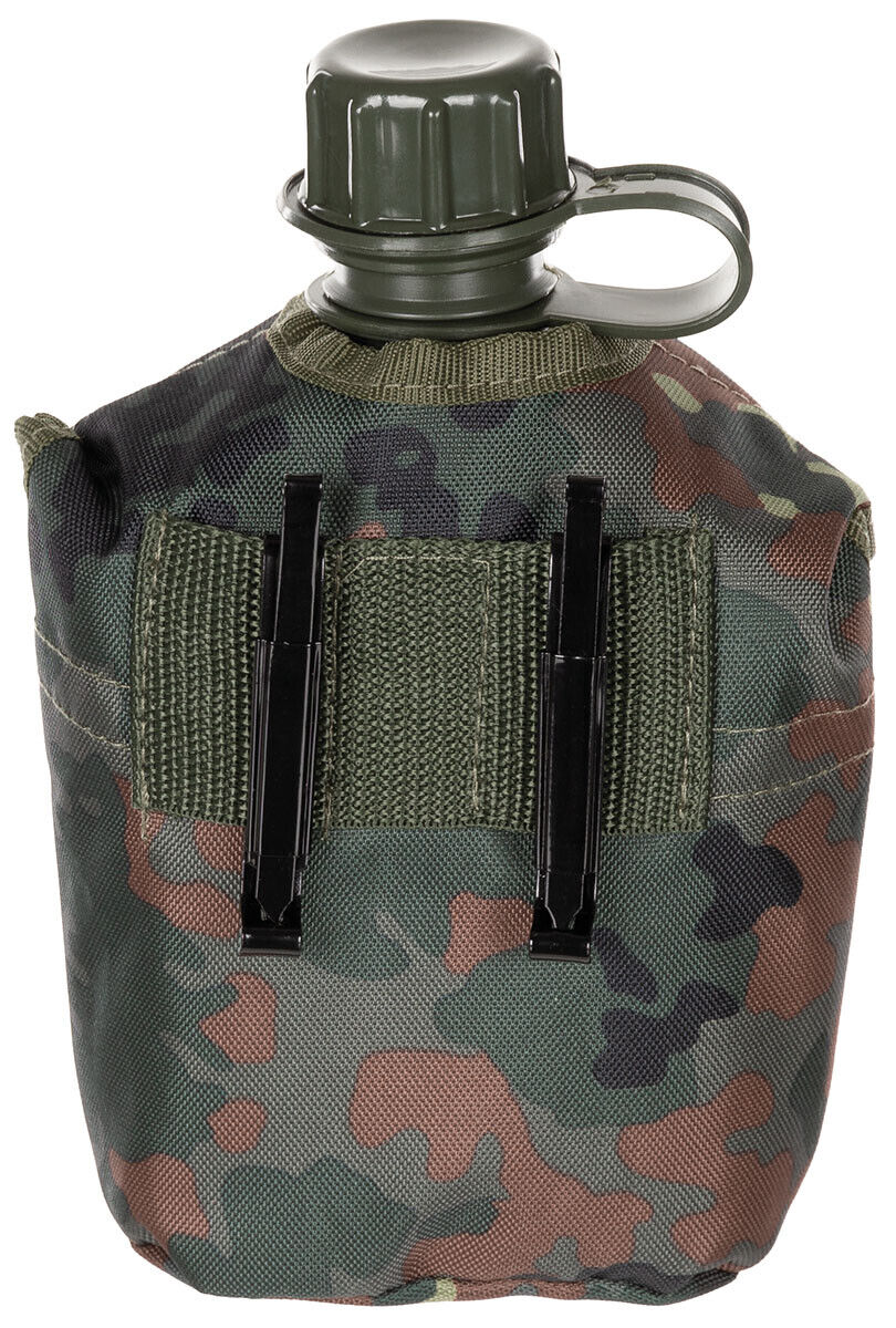 US Army Military Style Plastic Canteen 1L Cover BW Camo BPA Free