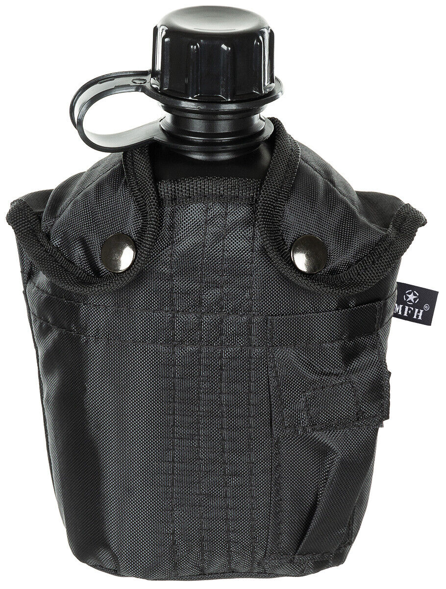 US Army Military Style Plastic Canteen 1L Cover  black BPA Free