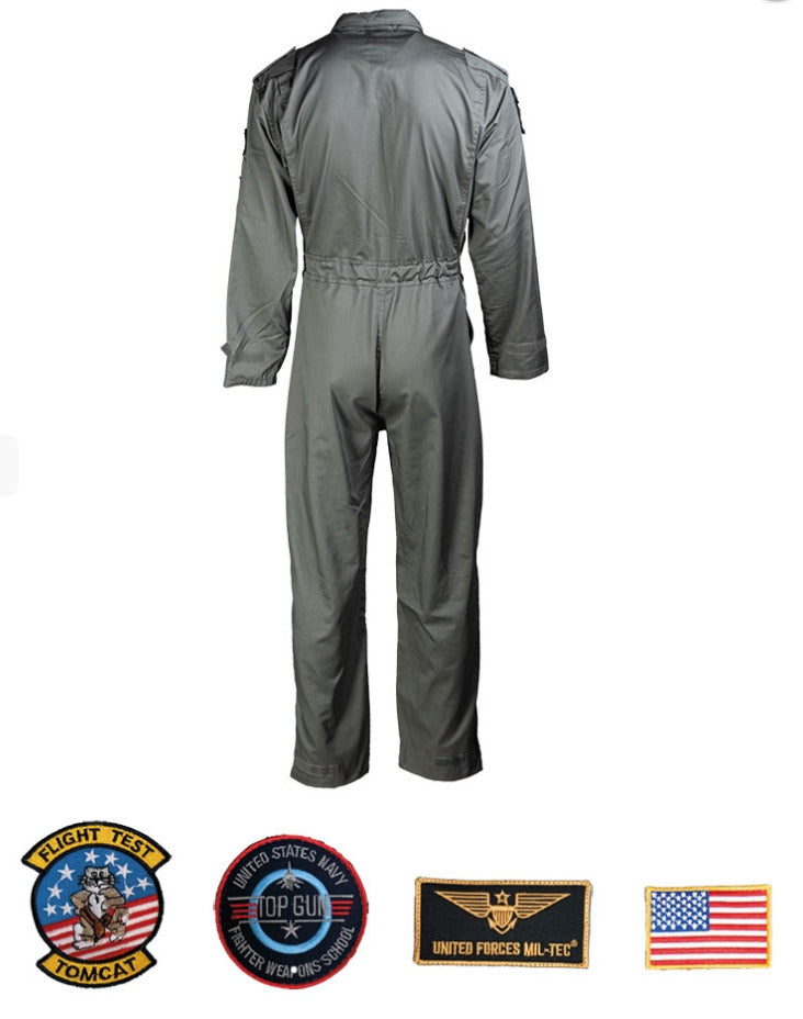 US Army Style Flight Pilot Military Coverall Kids With Patches OD Green