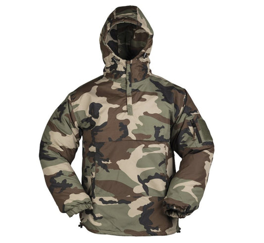 MIL-TEC Anorak Combat Jacket Winter Camouflage Windproof Hooded Lined Woodland