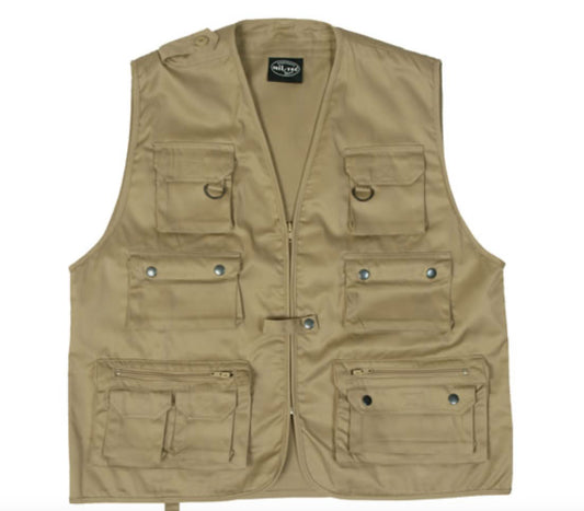 Military Style Outdoor Multi Pocket Vest Hunting Camping Fishing Khaki