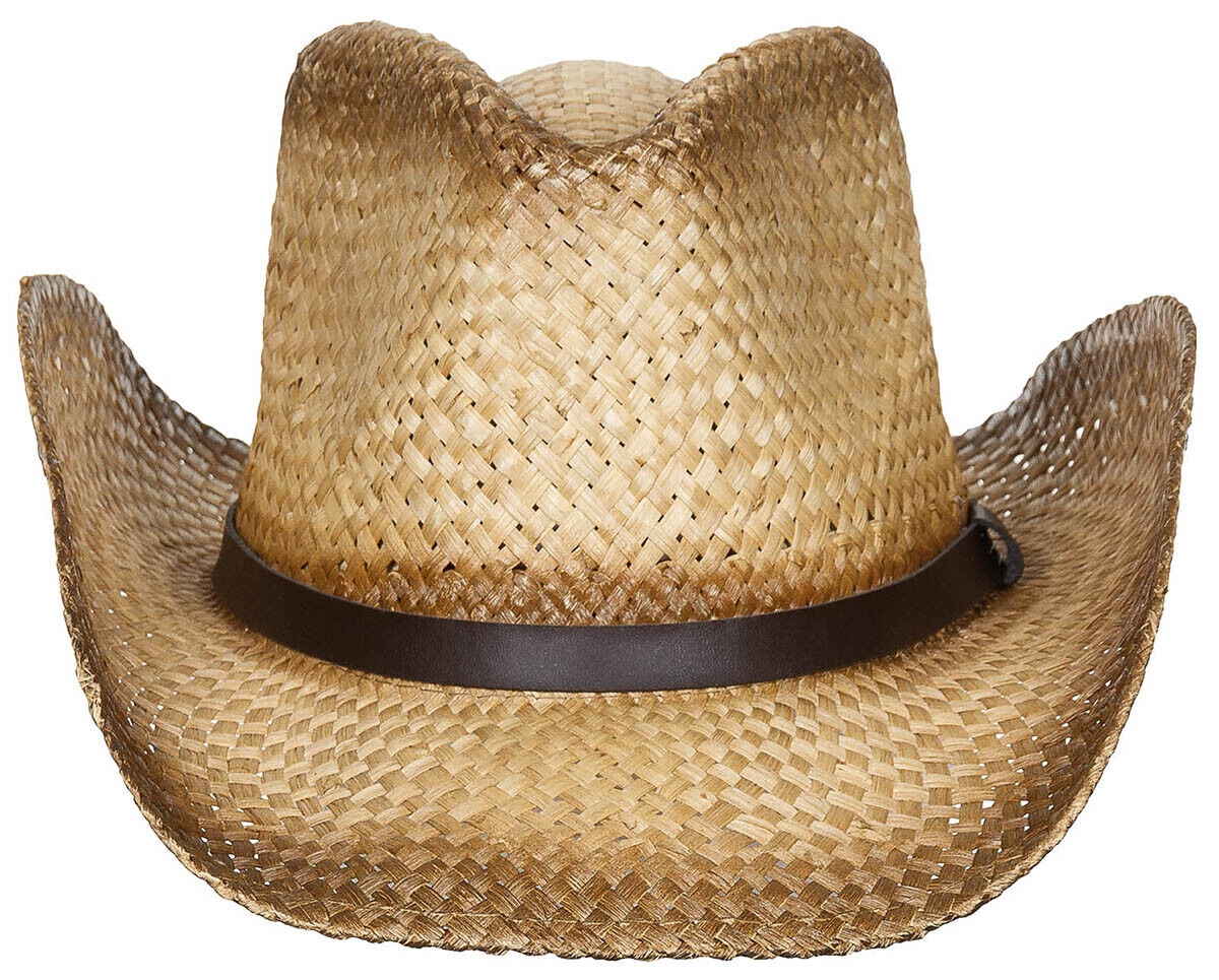 Straw Summer Hat With Hat Band Brown One Size
