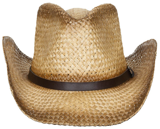 Straw Summer Hat With Hat Band Brown One Size
