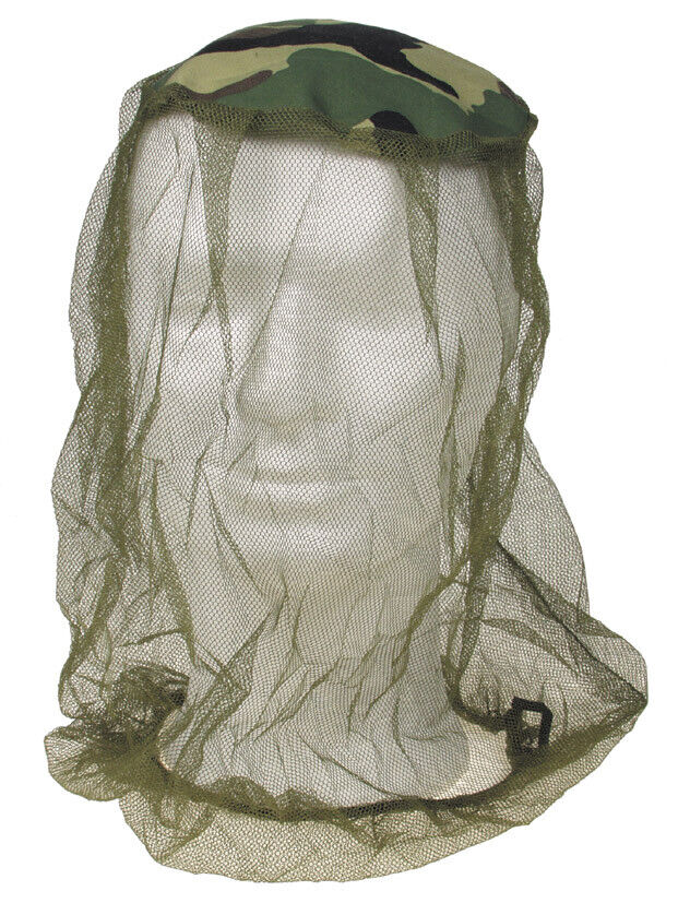 Men Mosquito Head Net Hat Bugs Netting Protection OD Green Woodland Elastic Band