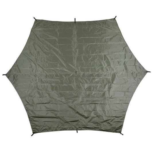 Hexagon Tarpaulin OD Green 340x310cm Waterproof Military Surplus Outdoor Gear