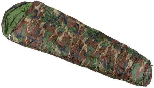 Woodland Mummy Sleeping Bag  Top 2-Way Zip 2-Layer Filling Hood & Drawstrings