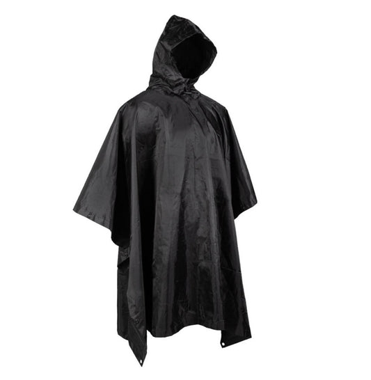 MIL-TEC Weatherproof Rain Coat Hunting Fishing Wet Weather Poncho Ripstop Black