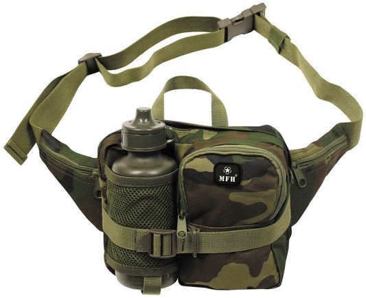Waist Bag with Drinking Bottle Military Army Combat Style Woodland