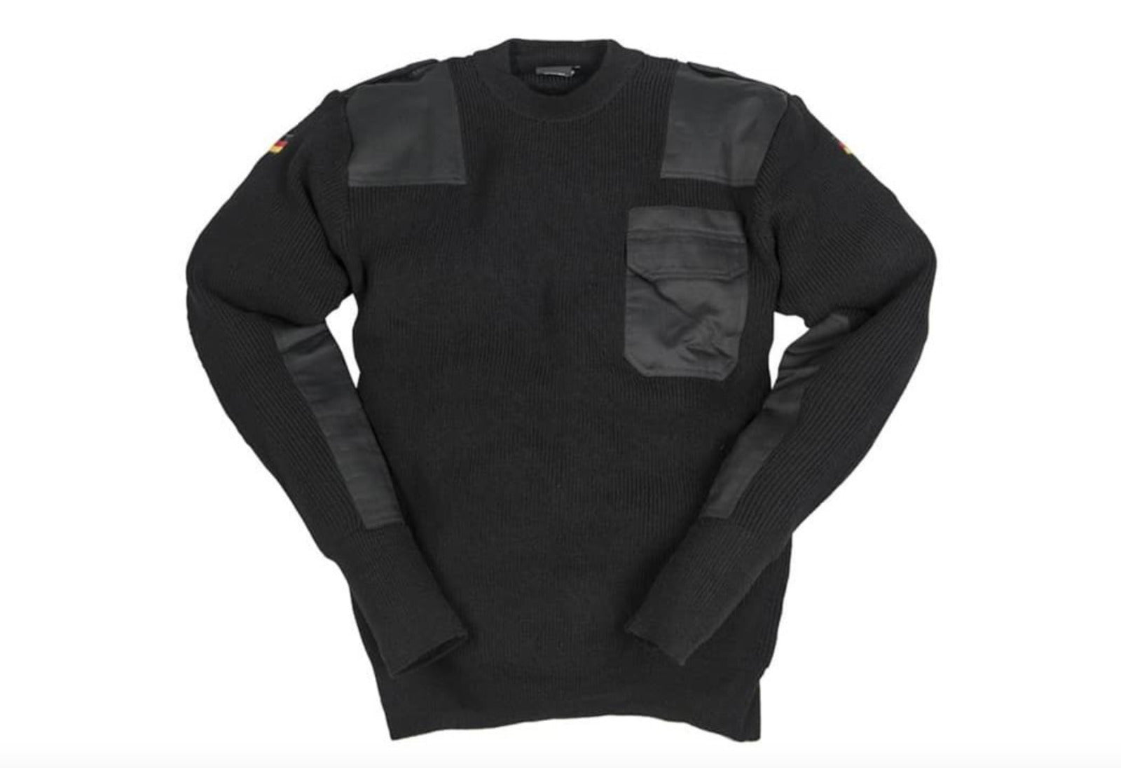 MIL-TEC BW Bundeswehr German Flag Military Army Black Sweater 80% Wool