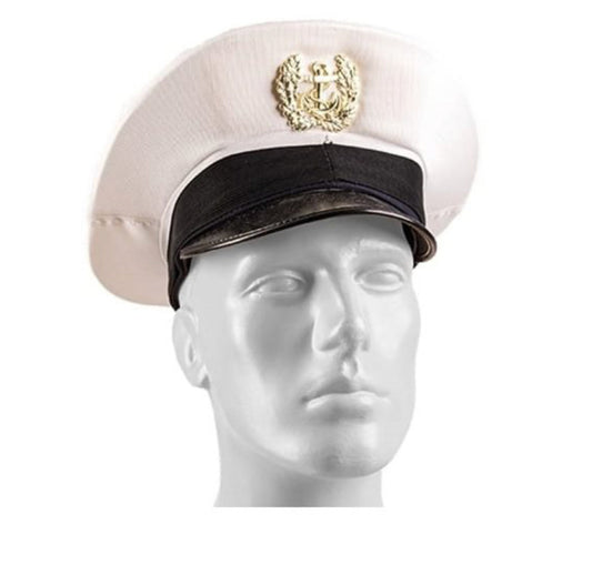Authentic Italian White Navy Visor Hat Military Surplus Dress Uniform Used