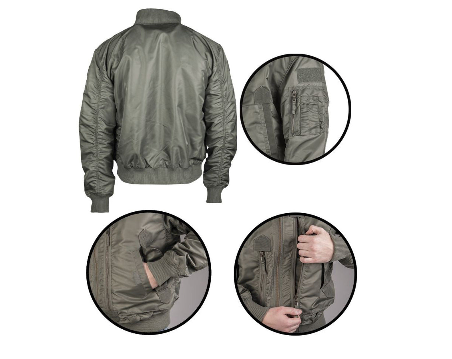 MIL-TEC US Army Tactical Flight Jacket Men Bomber Windblocker Travel OD Green