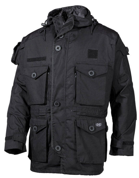 Commando Jacket Smock Hiking Mens Parka Hunting Army Ripstop Coat Black MFH