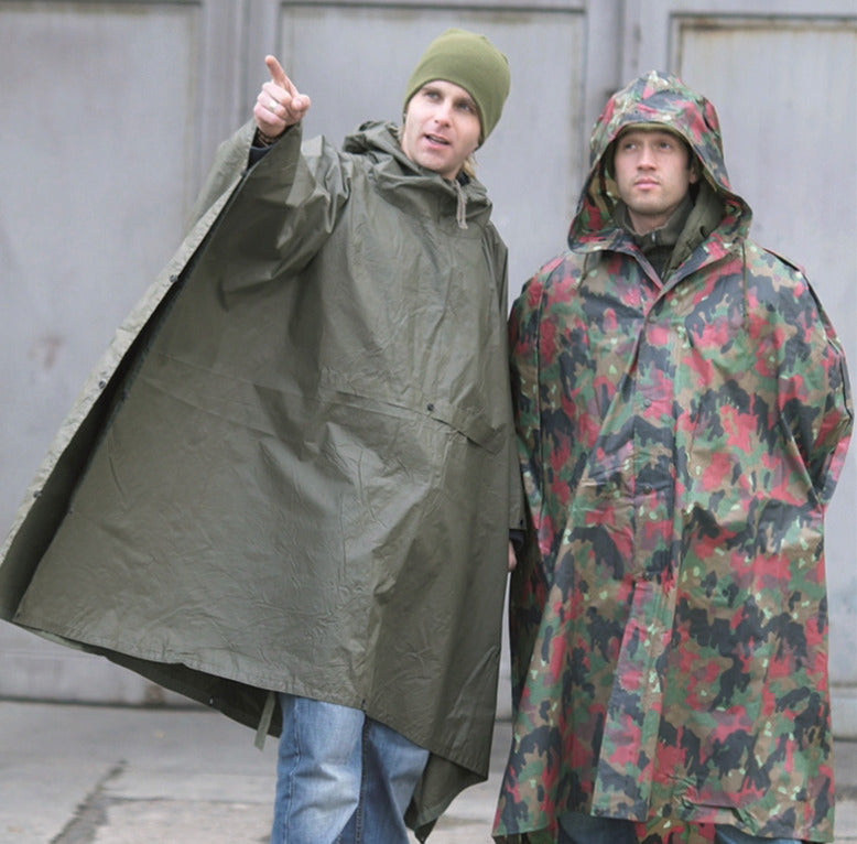 Genuine German Amy OD Wet Weather Poncho Vintage Military Surplus Durable Used