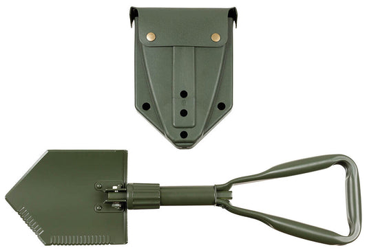 US Folding Spade 3-part OD Green Robust Steel Serrated Blade Foldable