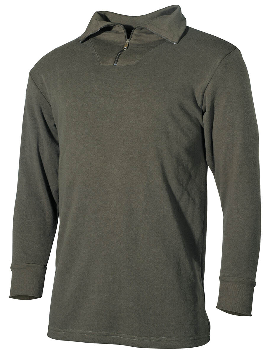 Bundeswehr Army Plush Tricot Shirt Longsleeves OD Green Elastic Waistband