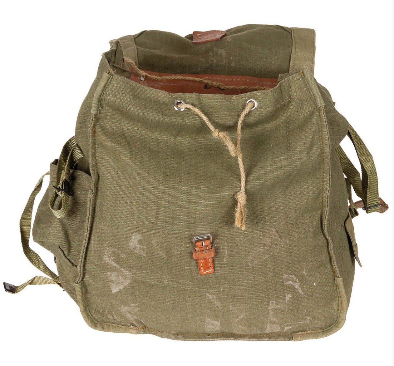 Original Romanian Army Bread Bag Military Vintage Olive Canvas Haversack