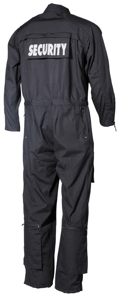 Coverall Jumpsuit Mechanic Security 2 Ways Zip Black 65 %Polyester