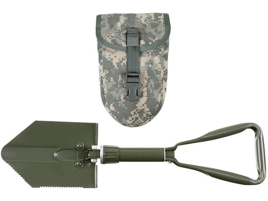 Folding Spade 3-Part OD Green With original US Army pouch