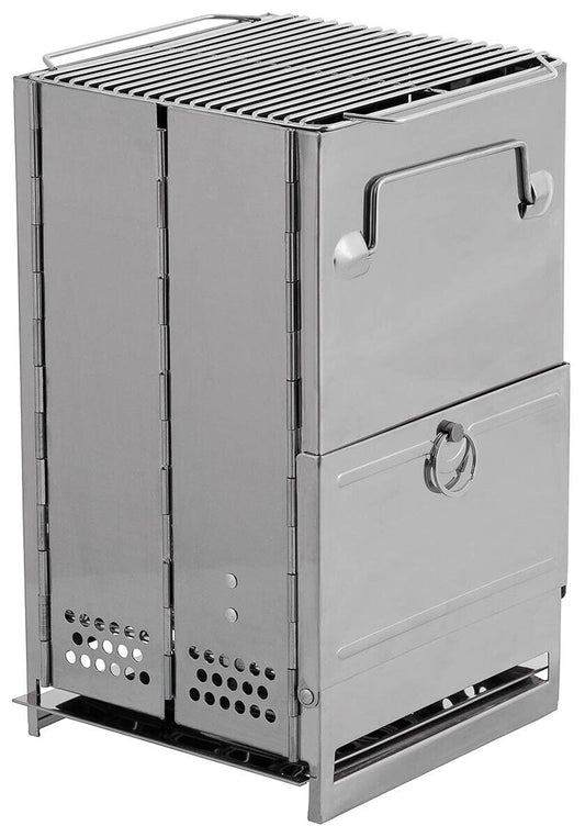 Foldable Stainless Steel Rocket Stove with Grate - Medium Size