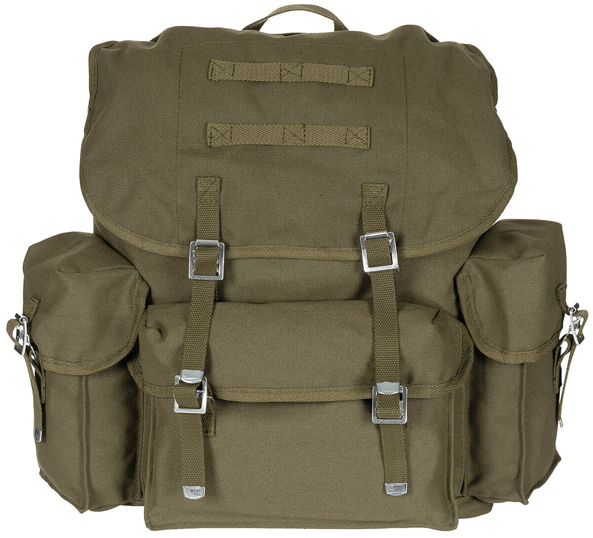 Bundeswehr Canvas OD Green Backpack Adjustable Straps Lid Closure