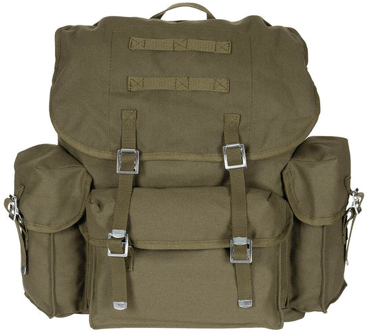 Bundeswehr Canvas OD Green Backpack Adjustable Straps Lid Closure