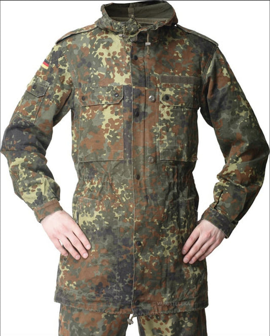 Original German BW Army Field Jacket Parka Military Issue Flecktarn Camo Used
