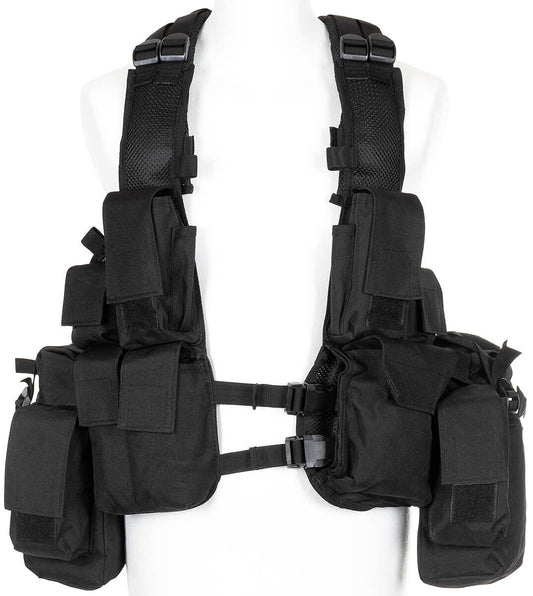Tactical Vest Military Army Combat Lightweight Various Pockets Black