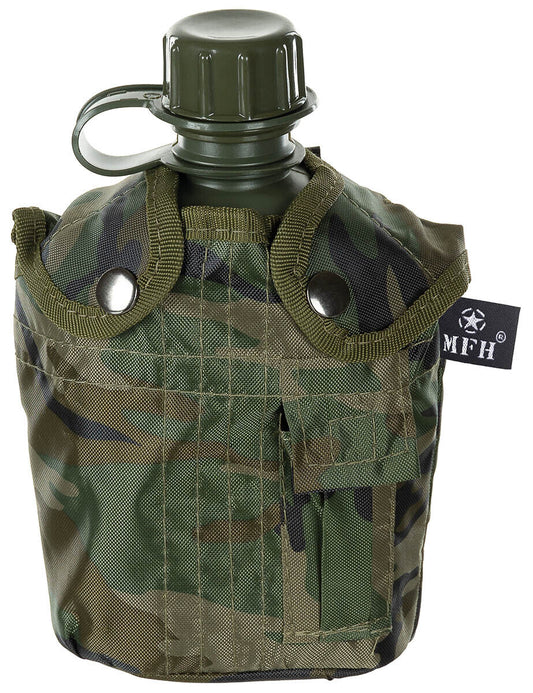 US Army Military Style Plastic Canteen 1L Cover  Woodland BPA Free