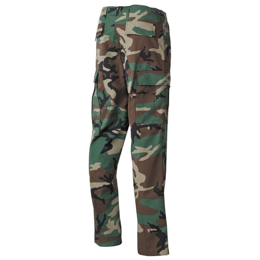 US Army Camo Tactical BDU Pants Military Combat Rip Stop Trousers Woodland MFH