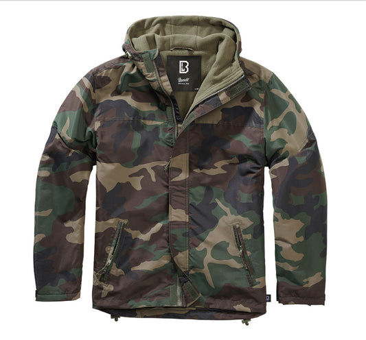 Brandit Windbreaker Hooded Jacket Front Zip Mens Hiking Outdoor Woodland