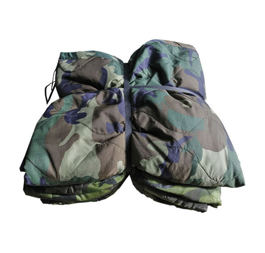 US Army GI Woodland Camo Poncho Liner - Vintage Military Surplus