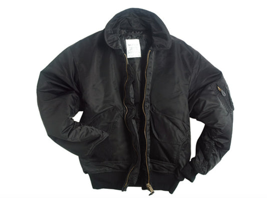 US Military Bomber Style Jacket Basic CWU Flight Pilot Black