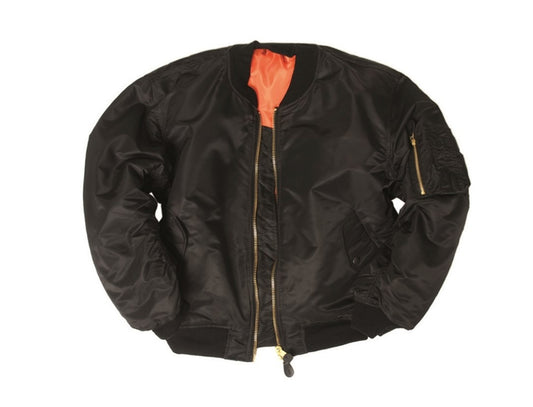 US Military Bomber Style Jacket Basic MA1 Flight Pilot Black