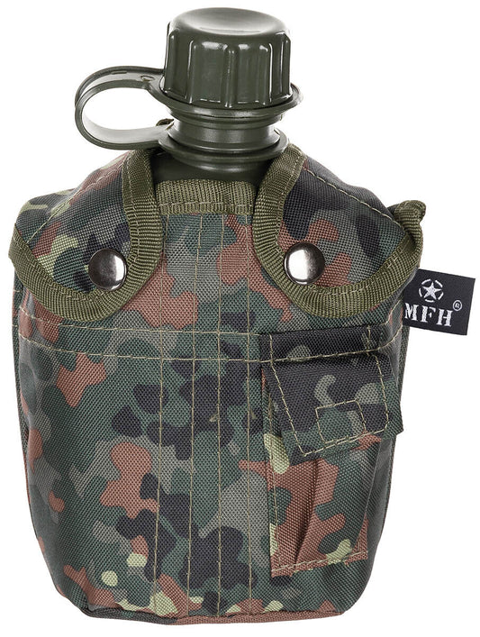 US Army Military Style Plastic Canteen 1L Cover BW Camo BPA Free