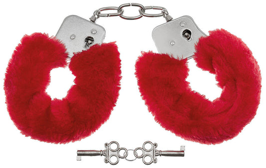Handcuffs Steel Security Police 2 Keys Red Plush Cover