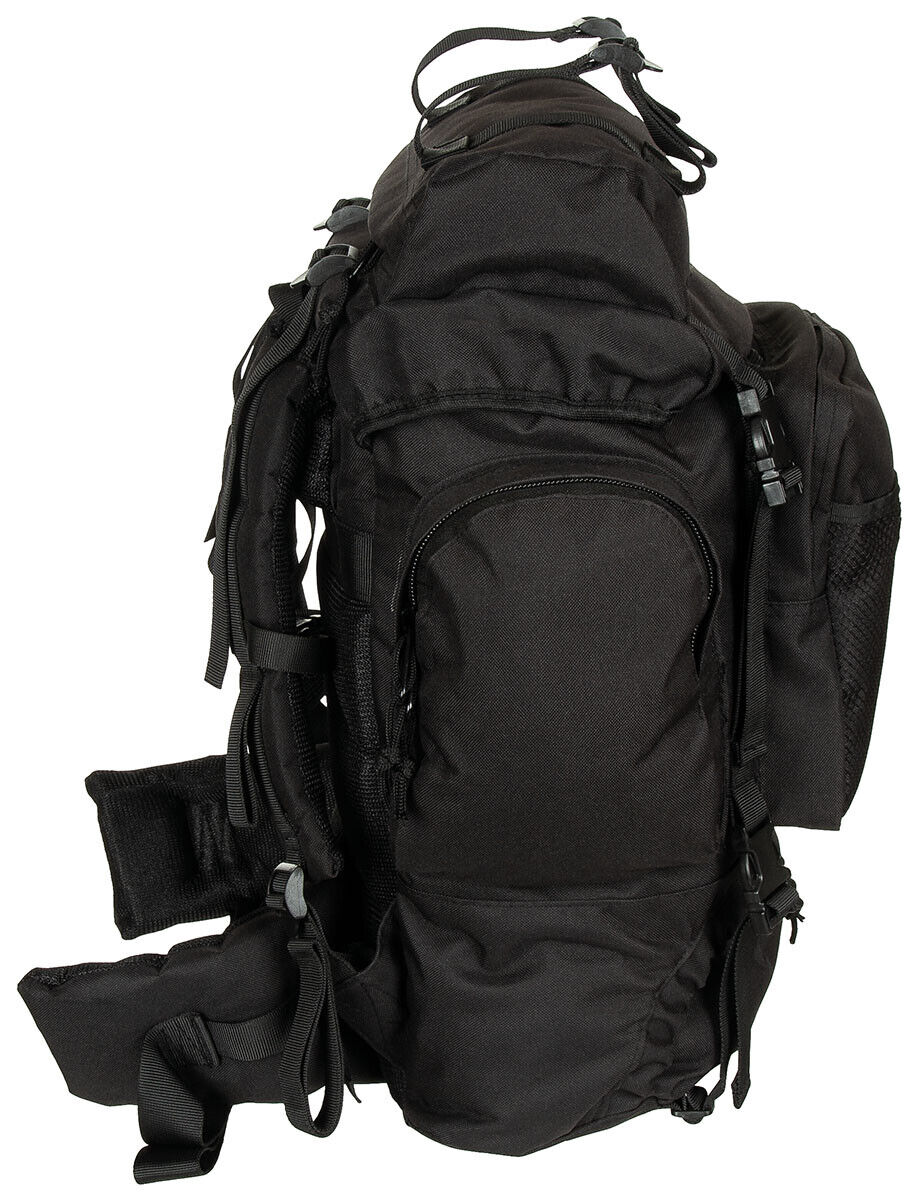 Tactical Large Backpack Black Adjustable Straps Detachable Chest Strap Padded
