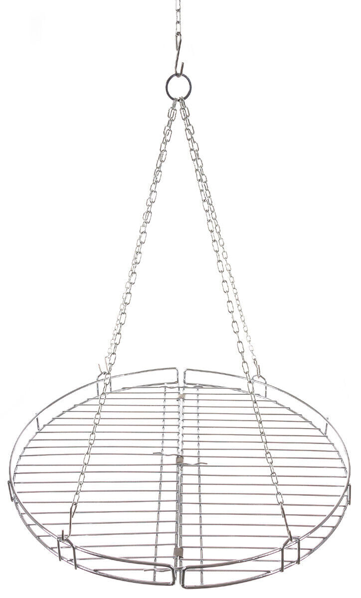 Foldable Round Grill Grate Halvable for Transport Solid Chain Suspension