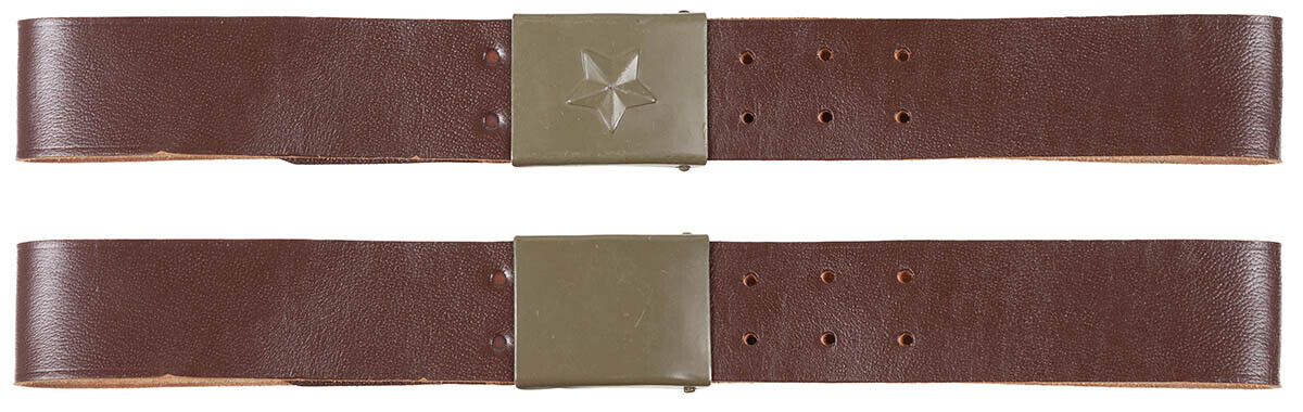 Original CZ Army Military Style Leather Belt Brown Metal Buckle 4,5cm Used