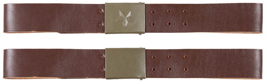 Original CZ Army Military Style Leather Belt Brown Metal Buckle 4,5cm Used