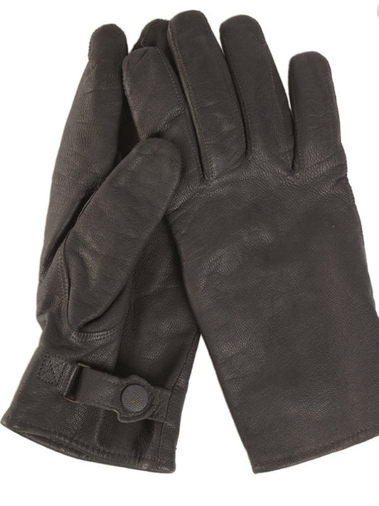 German Army Bundeswehr BW Lined Goat Leather Gloves Black