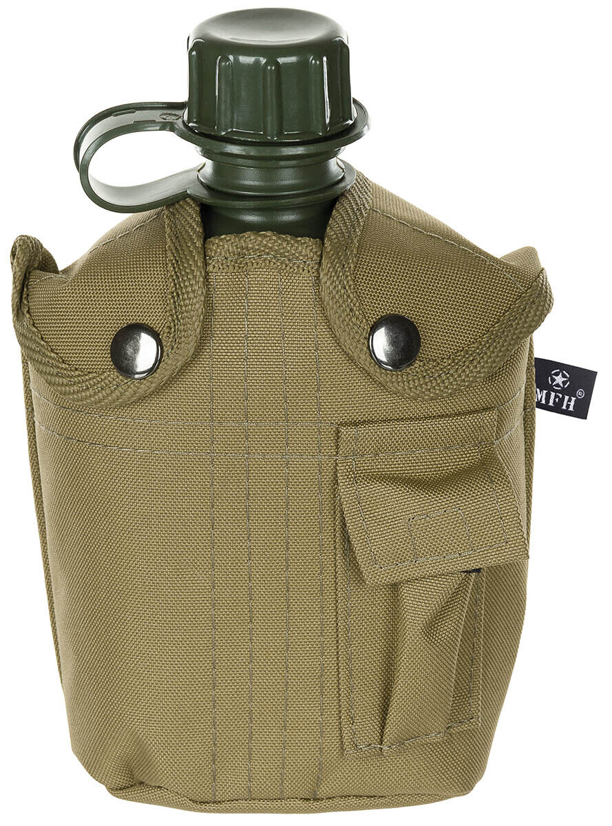 US Army Military Style Plastic Canteen 1L Cover  Coyote Tan BPA Free