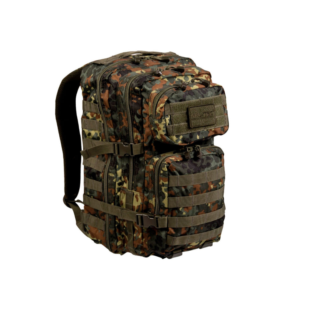 US Army MOLLE Assault Pack + Cover Large 36L Mil-Tec Flecktarn Military Rucksack